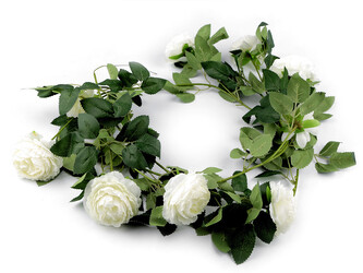 Umělá girlanda popínavá růže - 1 ks - 1 krémová nejsvět.