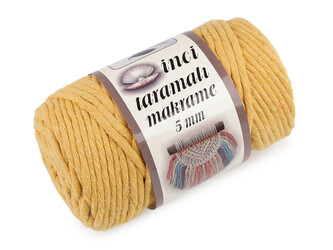 Recyklovaná bavlněná příze macrame Ø5 mm rozčesávací - 1 ks - 30 hořčicová