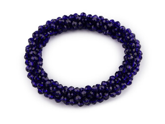 Náramek / gumička z broušených korálků - 1 ks - 5 modrá námořnická tmavá