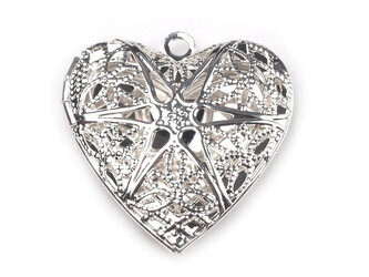 Medailonek srdce 26x26 mm otevírací - 20 ks - 1 stříbrná světlá