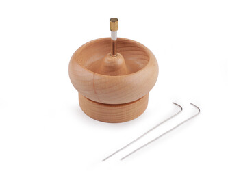 Dřevěný mlýnek k navlékání rokajlu Ø9 a 10 cm s jehlou - 1 ks - 1 přírodní