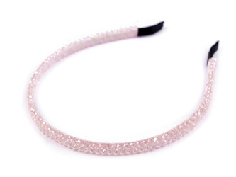 Čelenka do vlasů s broušenými korálky - 1 ks - 2 pudrová