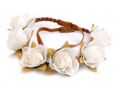 Pružná čelenka do vlasů s květy - 1 ks - 1 bílá