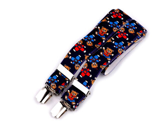 Dětské šle srdce, fotbal, auto, hvězda, formule, smajlík, motýl - 1 ks - 37 modrá tmavá medvědi