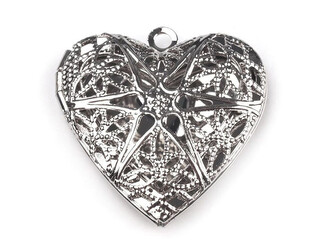 Medailonek srdce 26x26 mm otevírací - 20 ks - 2 platina