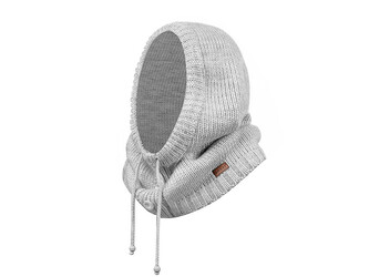 Nákrčník s kapucí pletený - 1 ks - 3 šedá světlá