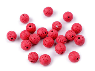 Láva syntetická, barvená Ø8 mm - 47 ks - 15 červená světlá