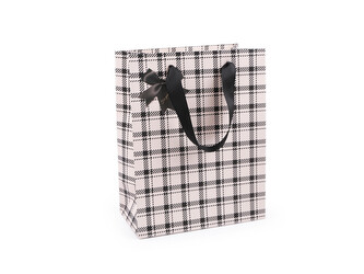 Dárková taška káro s mašlí - 4 ks - 4 krémová nejsvět.