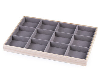 Dřevěné plato / organizér se sametem - 1 ks - 1 šedá