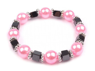 Náramek pružný z plastových kuliček - 12 ks - 8 růžová sv.