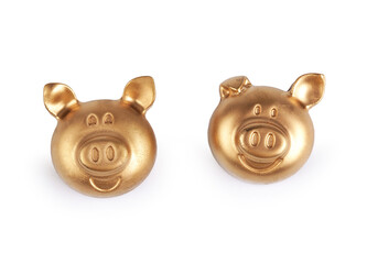 Zlaté prasátko pro štěstí - 2 ks - zlatá