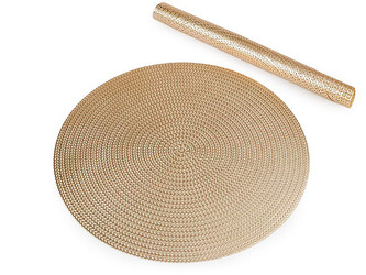 Metalické prostírání mat Ø38 cm vánoční - 2 ks - 2 zlatá sv.