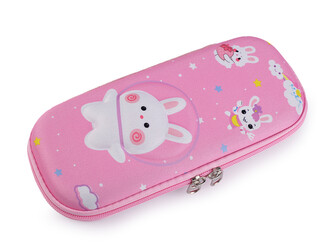 Pouzdro / penál dívčí 3D 10x23 cm - 1 ks - 4 růžová sv. králík