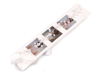 Perlová ozdoba / čelenka do vlasů uvazovací - 1 ks - bílá