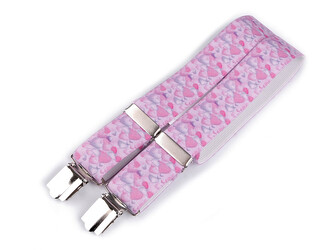 Dětské šle srdce, fotbal, auto, hvězda, formule, smajlík, motýl - 1 ks - 4 růžová srdce