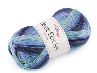 Pletací příze Best Socks samovzorovací / ponožkovka 100 g - 1 ks - 22 (7408) modrá jeans