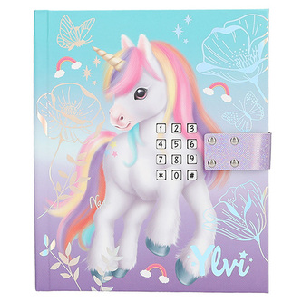Zápisník se světelným a zvukovým efektem na kód Ylvi, Fialovo-zelený, jednorožec Naya