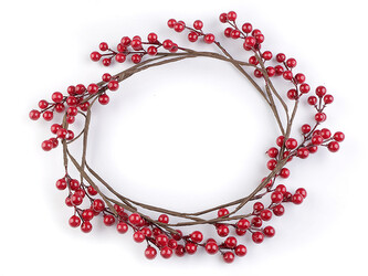 Umělá větvička jeřabin - 1 ks - červená tmavá