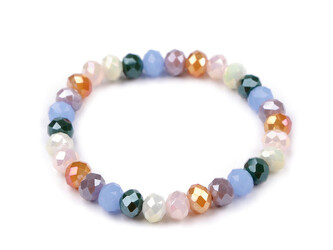 Náramek pružný z broušených korálků - 1 ks - 2 modrá světlá