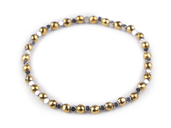 Náramek pružný hematitový - 1 ks - 1 platina zlatá