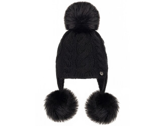 Dětská / dívčí zimní čepice s bambulemi - 1 ks - 5 černá