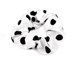 Gumička scrunchie do vlasů, s puntíky - 20 ks - 5 bílá