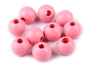Dřevěné korálky Ø25 mm - 10 ks - 3 růžová sv.