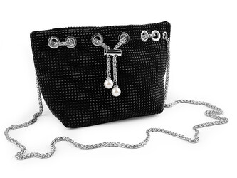 Kabelka stahovací s kamínky 25x14,5 cm - 1 ks - 2 černá