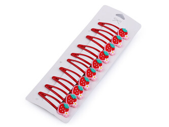 Sponka do vlasů pukačka - 10 ks - 3 červená jahoda