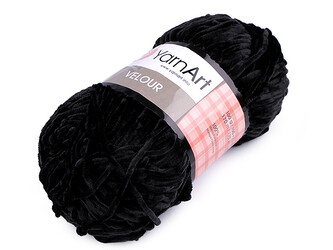 Pletací žinylková příze Velour 100 g - 1 ks - 8 (842) černá