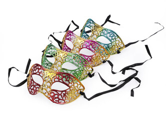 Karnevalová maska - škraboška metalická - 12 ks - mix