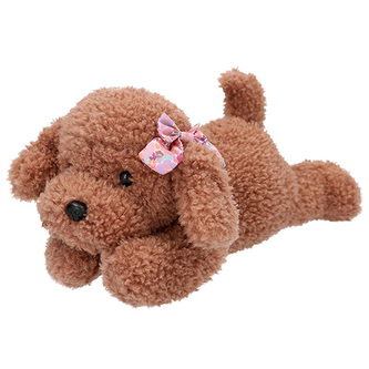 Plyšový pejsek s mašličkou Top Model, Hnědý, kudrnatý