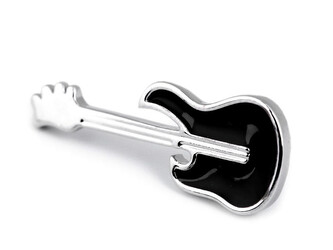 Brož / odznak do klopy kytara, letadlo - 1 ks - 1 černá kytara