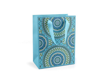 Dárková taška mandala - 12 ks - 3 modrá azurová