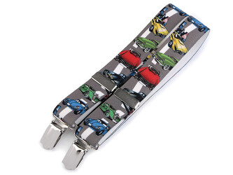 Dětské šle srdce, fotbal, auto, hvězda, formule, smajlík, motýl - 1 ks - 27 šedá paloma auto