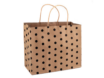 Papírová taška s puntíky 31x25 cm - 5 ks - 1 hnědá přírodní