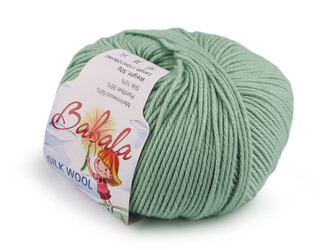 Pletací vlněná, hedvábná příze Babala 50 g - 1 ks - 10 (007) zelená šalvěj světlá