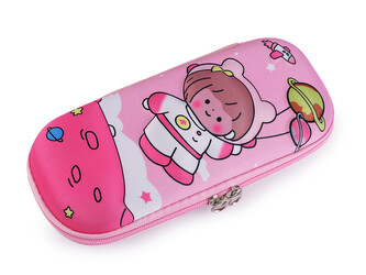 Pouzdro / penál dívčí 3D 10x23 cm - 1 ks - 6 růžová sv. kosmonaut