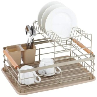 Odkapávač nádobí dvoupatrový s madly Kinghoff, béžová