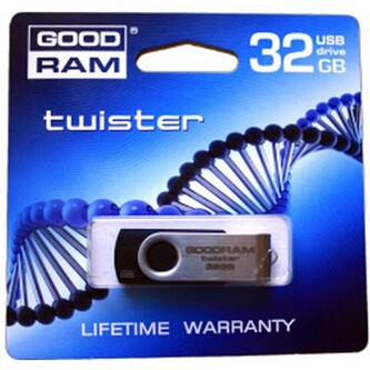 Goodram USB flash disk, USB 2.0, 32GB, UTS2, černý, UTS2-0320K0R11, USB A, s otočnou krytkou