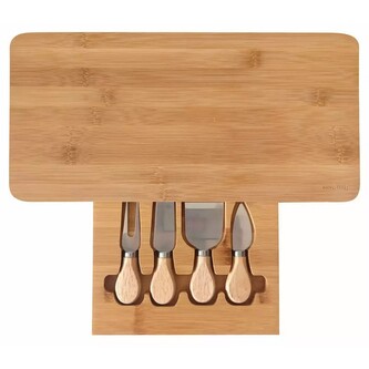Prkénko kuchyňské bambusové se sadou náčiní na sýr Kinghoff 40cm