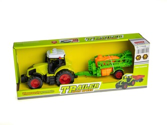 Traktor se zemědělským strojem, na setrvačník, světlo, zvuk; 42x16x11cm,,