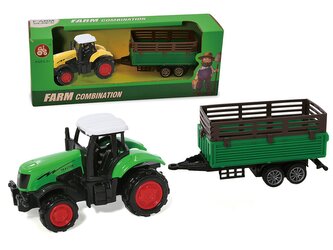 Traktor s přívěsem; 22x8,5x6cm,