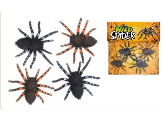 Sada 4 pavouků (10x8cm), plast; 23x22x2cm,,