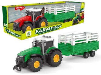 Traktor s přívěsem, světlo, zvuk; 30,5x9,5x8,5cm,