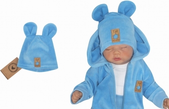 Z&Z Velurová, semišková čepička s oušky, sv. modrá, 68/74; 68/74 (6-9m)