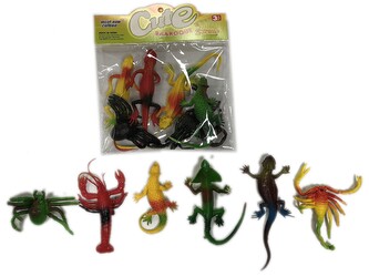 Sada 6 zvířátek z měkké gumy; 14x11x3cm,,