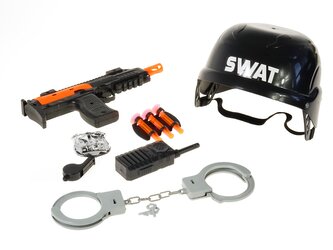 Policejní set s helmou, 10 kusů; 25x20x15cm, síťovina,