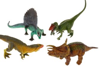 Sada 4 dinosaurů, délka 16 cm; 28x19x5cm,,