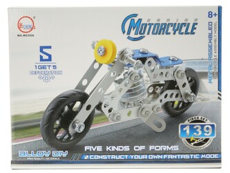 Kovová stavebnice - 139ks na šroubování snářadím; 25,5 x 19,5 x 4 cm,,